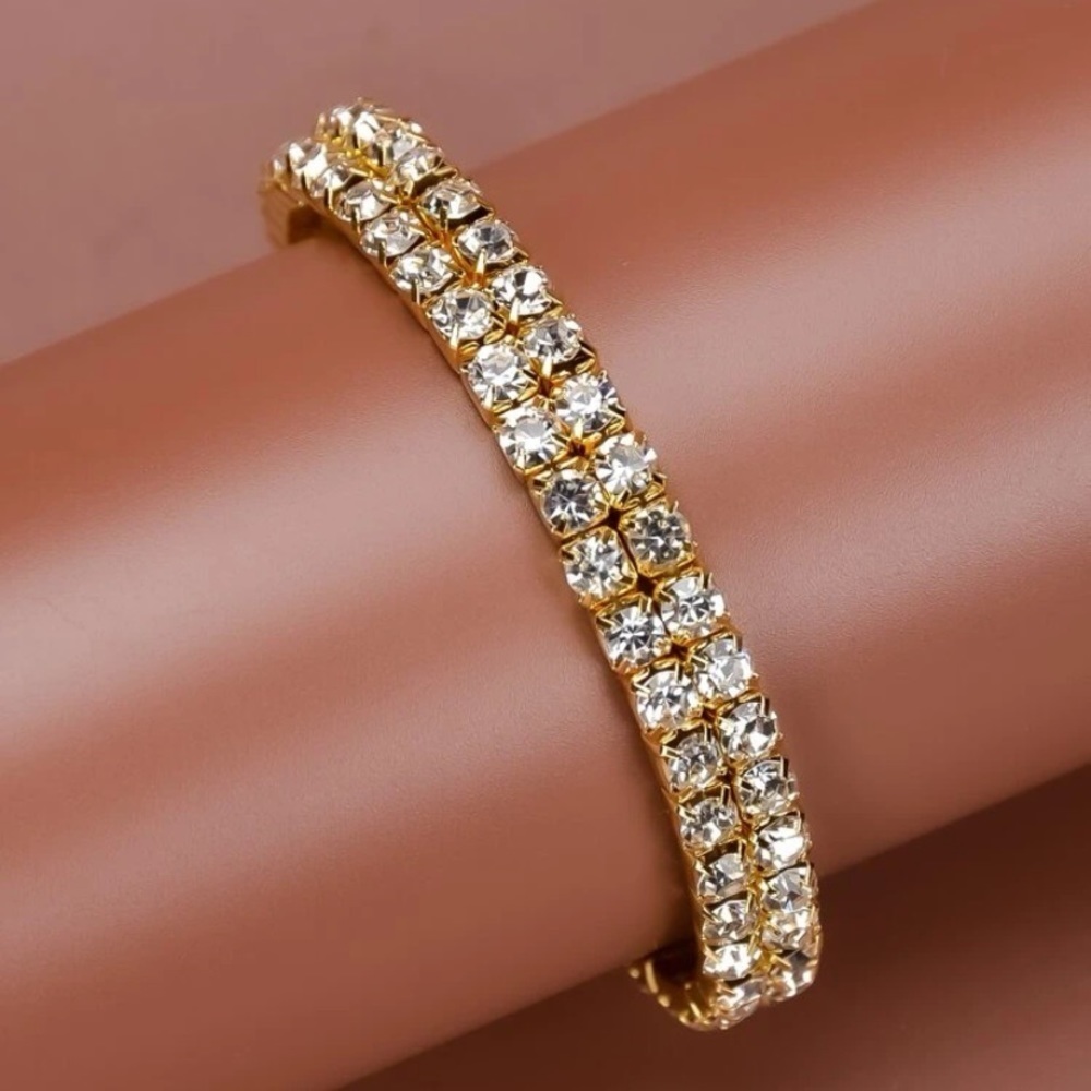 Glamorous Gold/Silver Rhinestone Bracelet - Picture 6 of 12